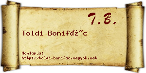 Toldi Bonifác névjegykártya